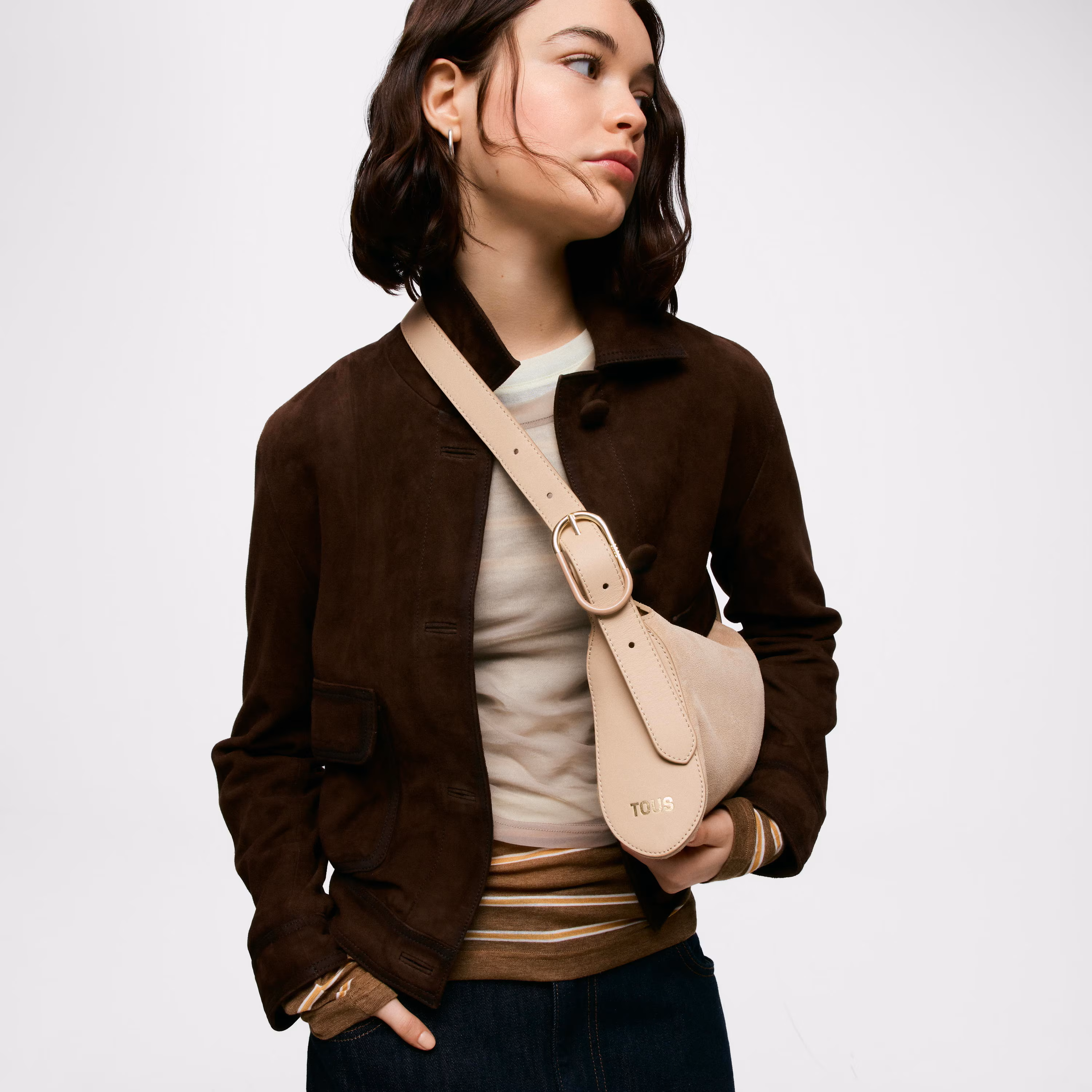 Bandolera de piel pequeña arena TOUS Arlette