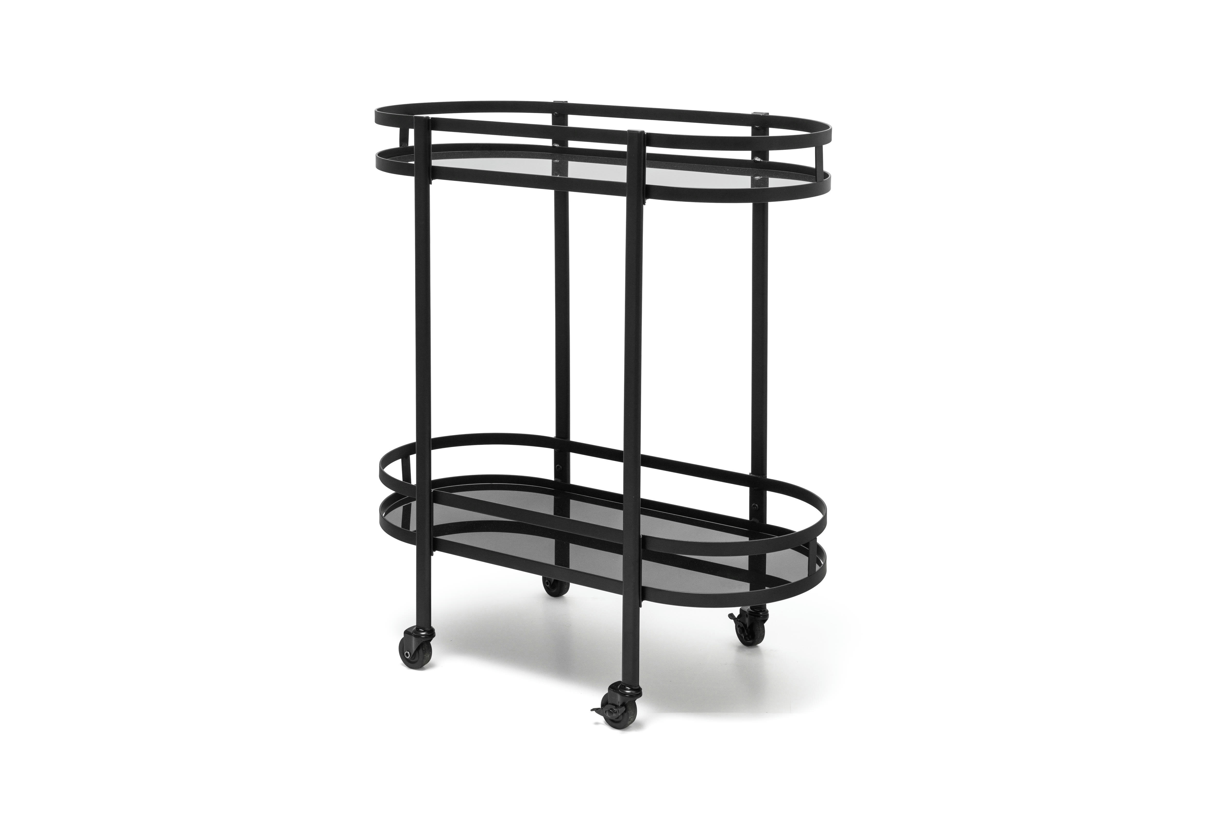 BAR - Chariot de service 2 couches en verre noir 71x32xH79cm