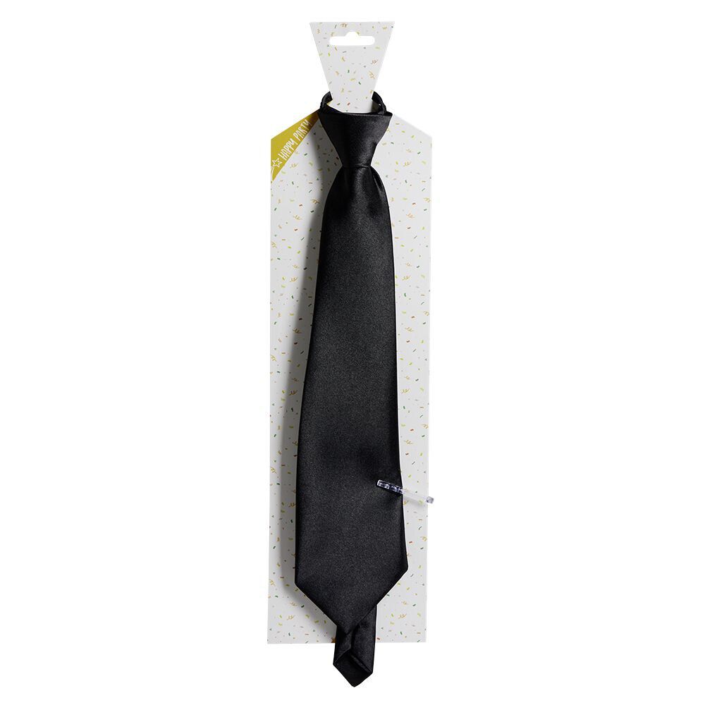 Cravate fantaisie noire ou blanche L47cm