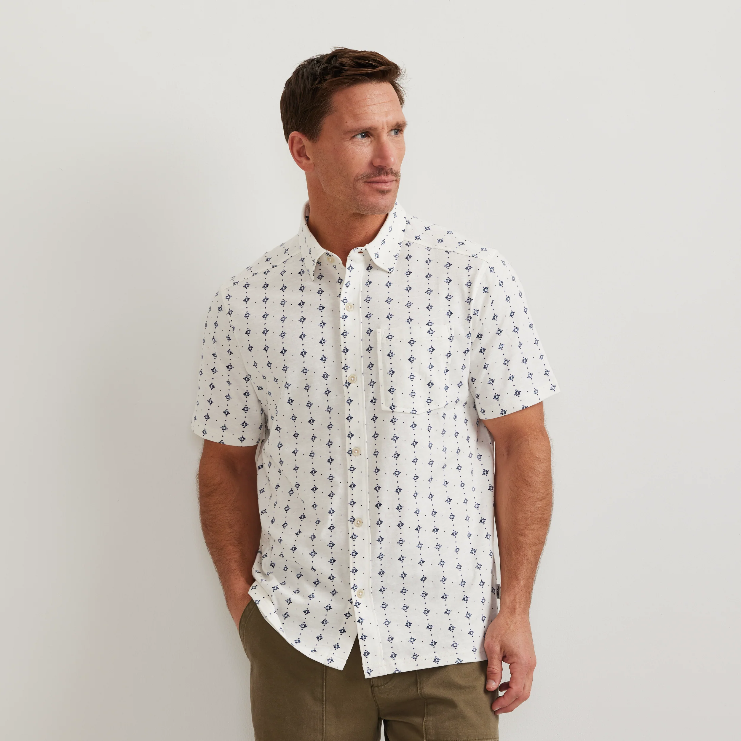Men's Knit Baja Pocket Button-Up Shirt