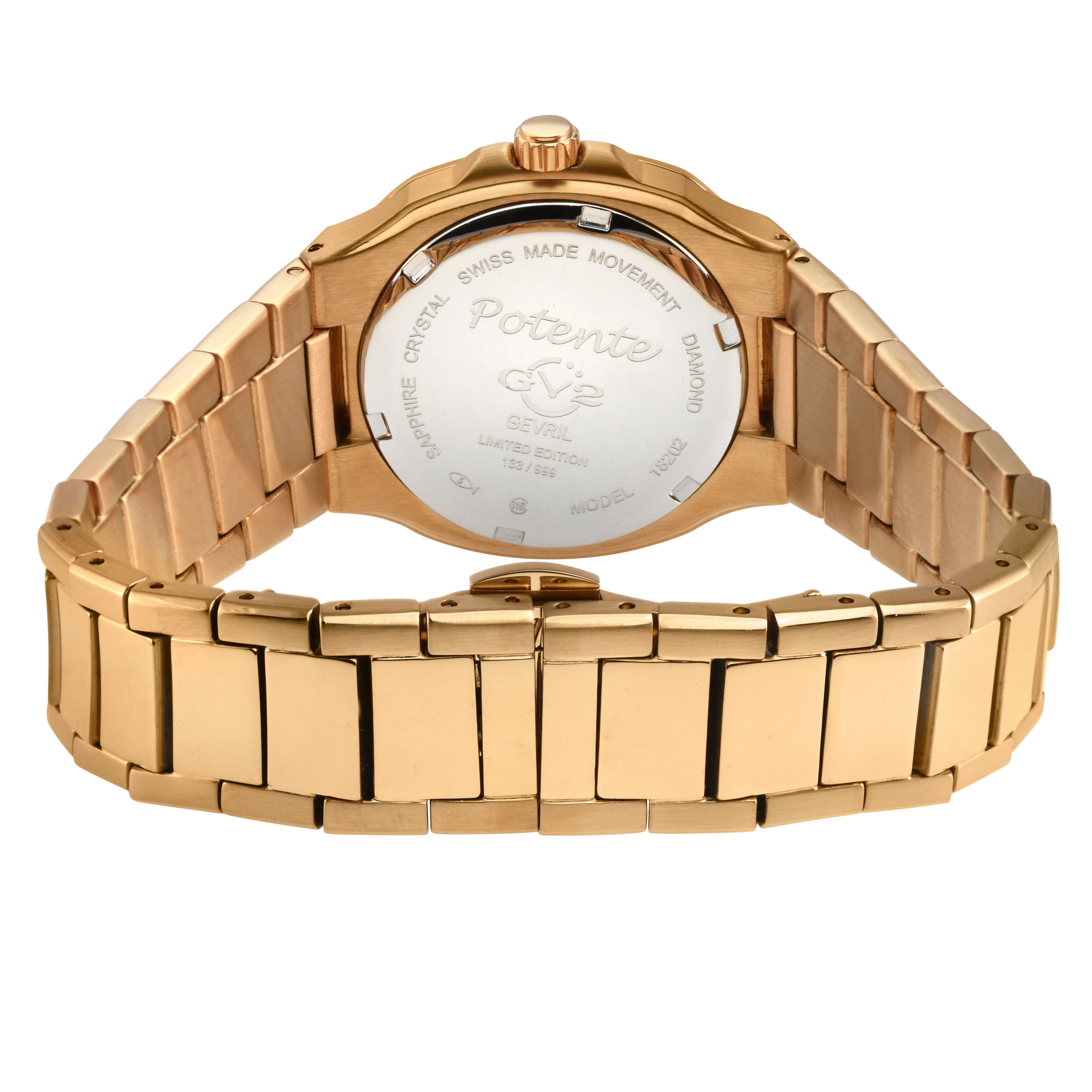 GV2 Potente, Swiss Quartz Watch, White MOP Dial, 316L Stainless Steel, and Sapphire Crystal