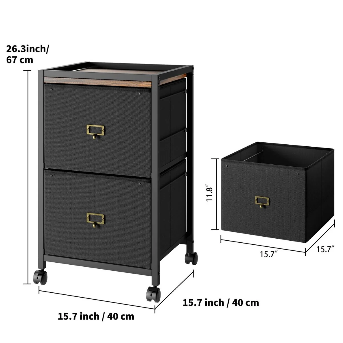 2 Drawers Under Desk Mobile File Cabinet with Wheels