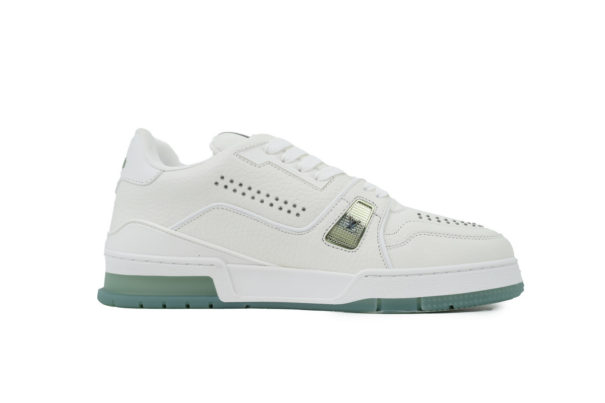 Louis Vuitton Trainer White Green Rivets