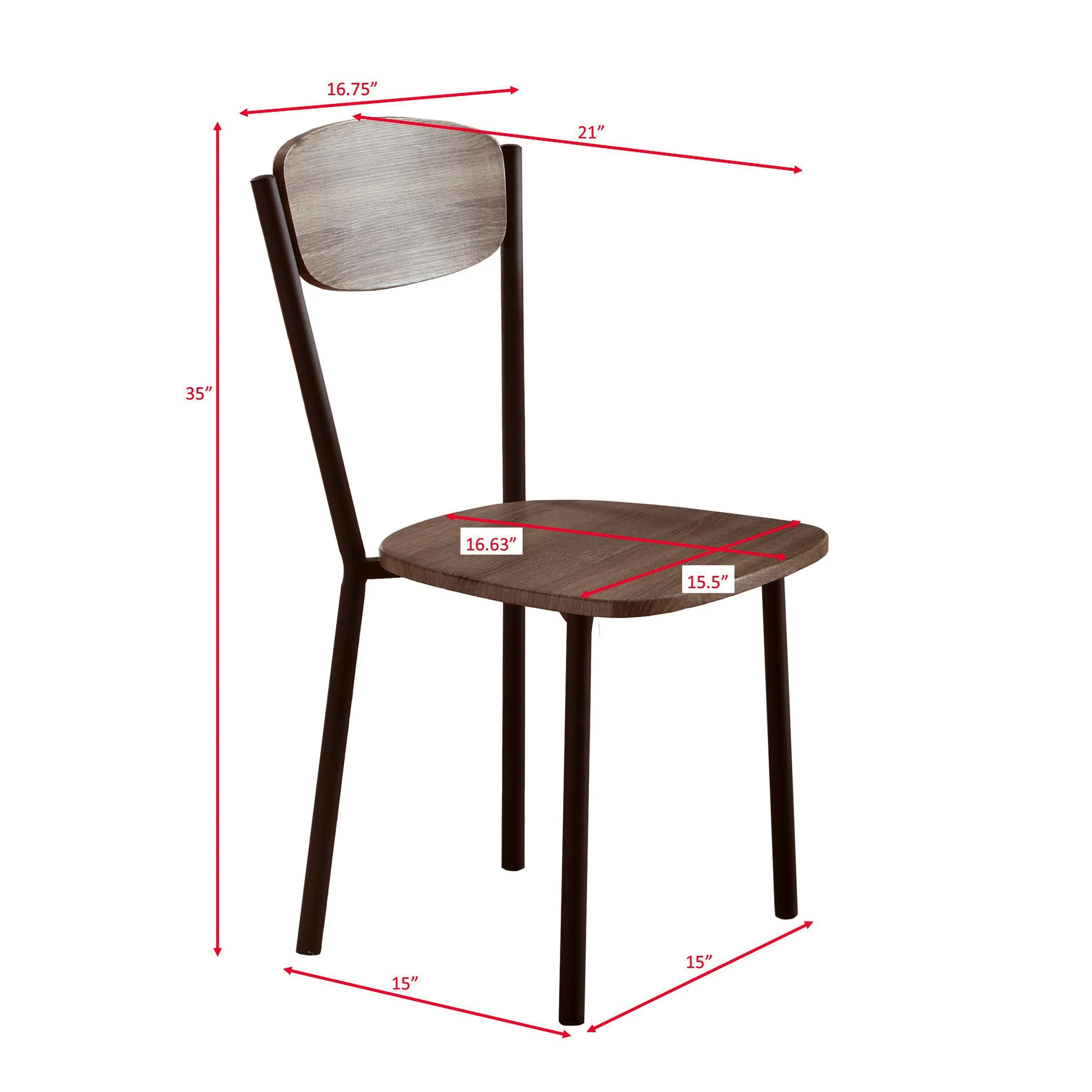 5-Piece wash Round Dining Set Table Chairs Rustic Dining Room Wooden Furniture