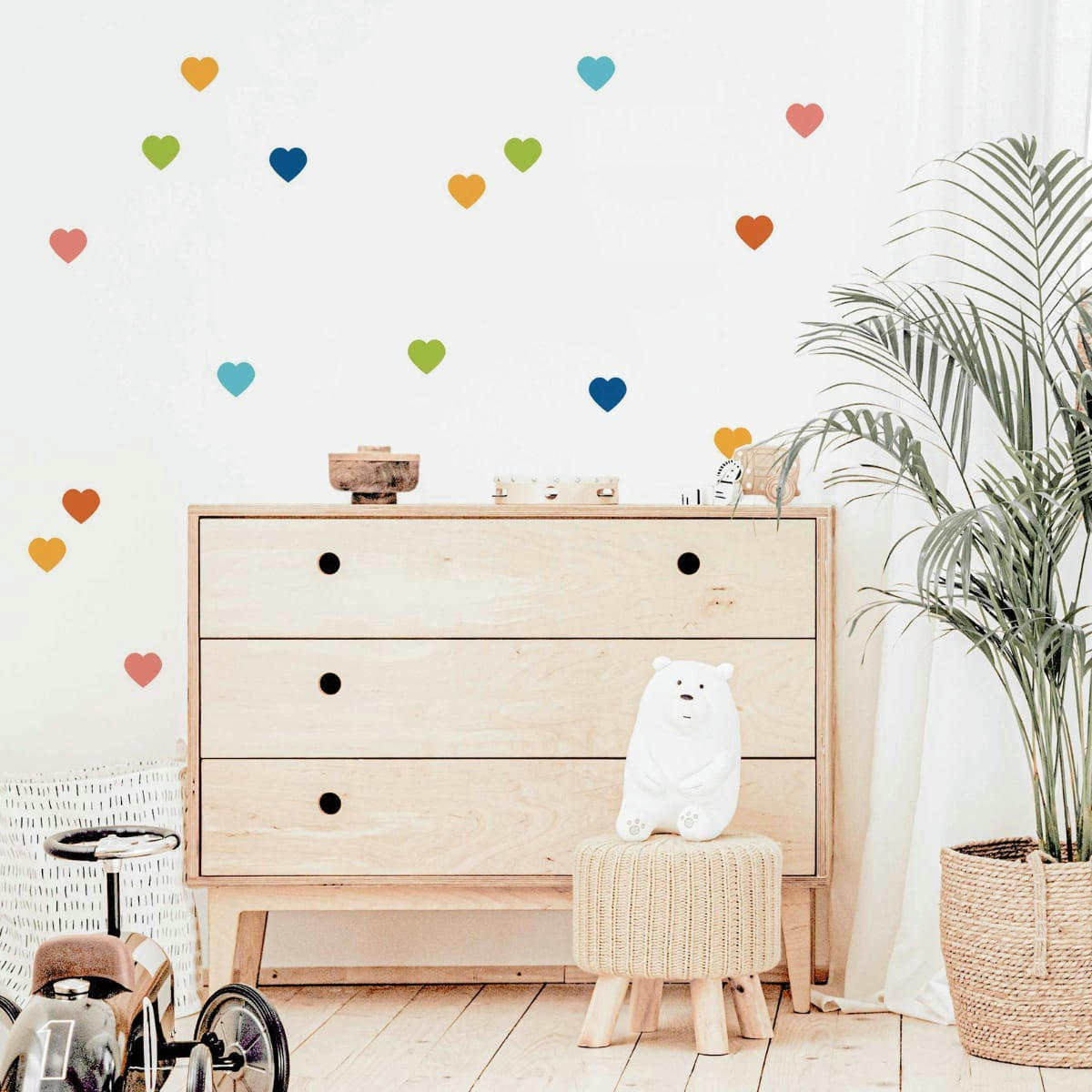 HEARTS1 - Stickers mureaux en vinyle coeurs multicolor
