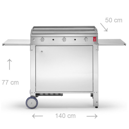 Pack plancha gaz Chef 80 lisse   chariot fermé inox - Planet