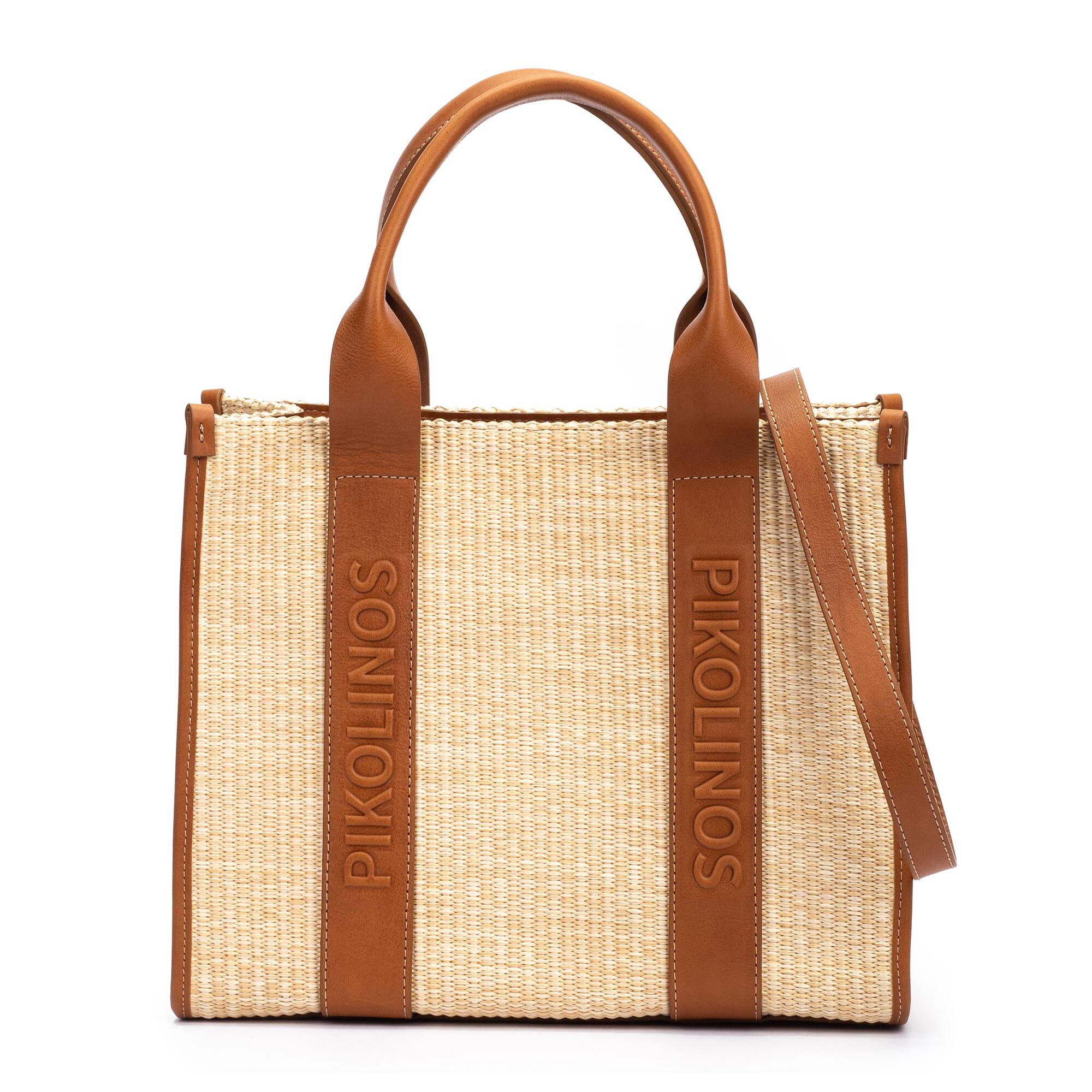 ALTAFULLA - Shopper de rafia y piel para mujer