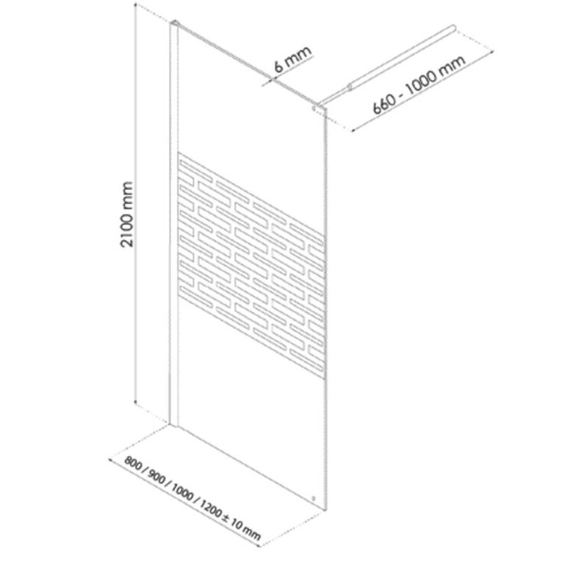 Paroi de douche avec sérigraphie Cariba 80 x 210 cm ONDÉE