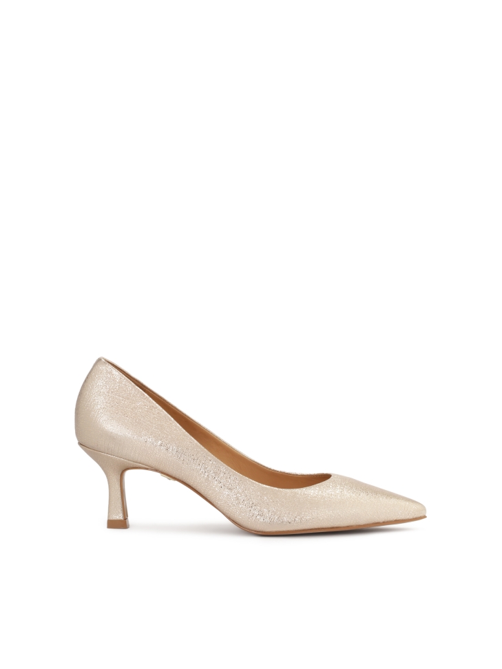 Metallic leather wedding pumps