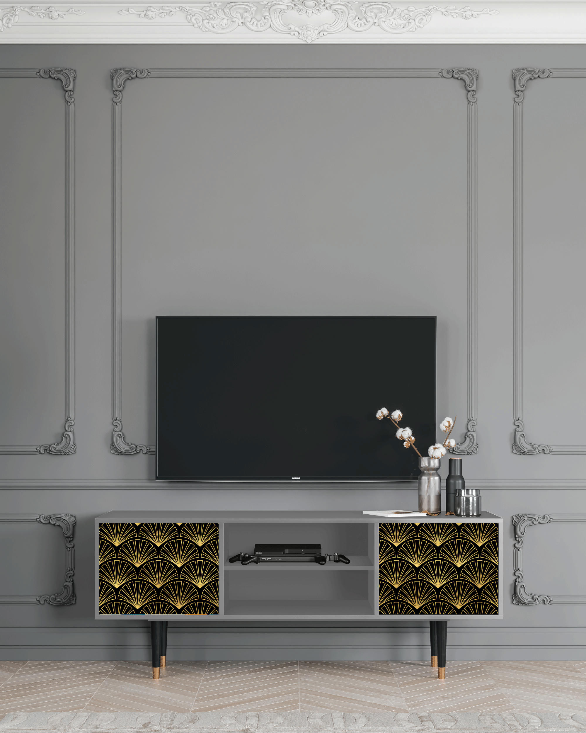 BIRD OF JUNO - Meuble TV  noir 2 portes L 170 cm