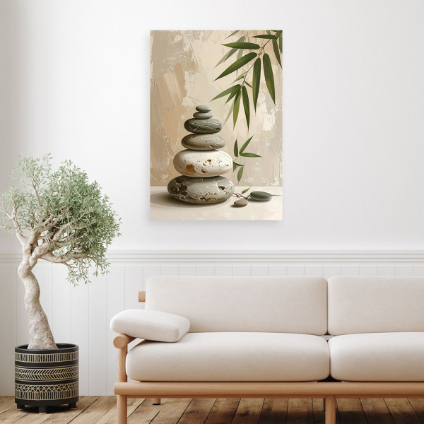 Obraz do salonu sypialni biura, Kamienie zen spa liście bambusa 20x30