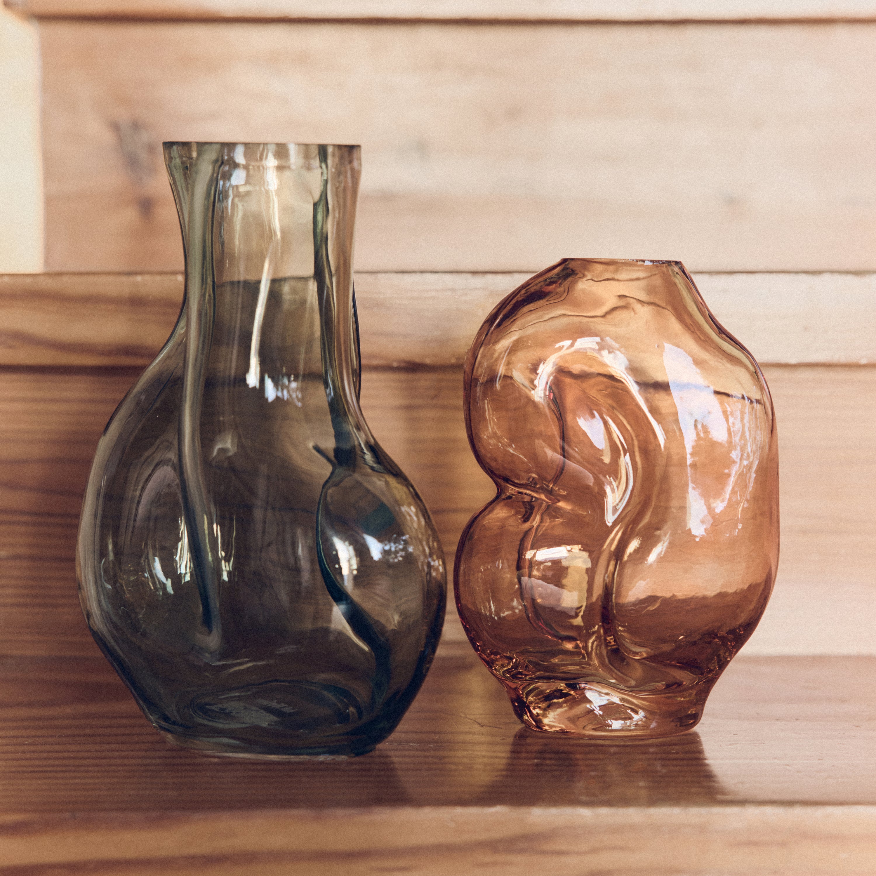 HKliving Gleam Glass Vaas Medium - Olive