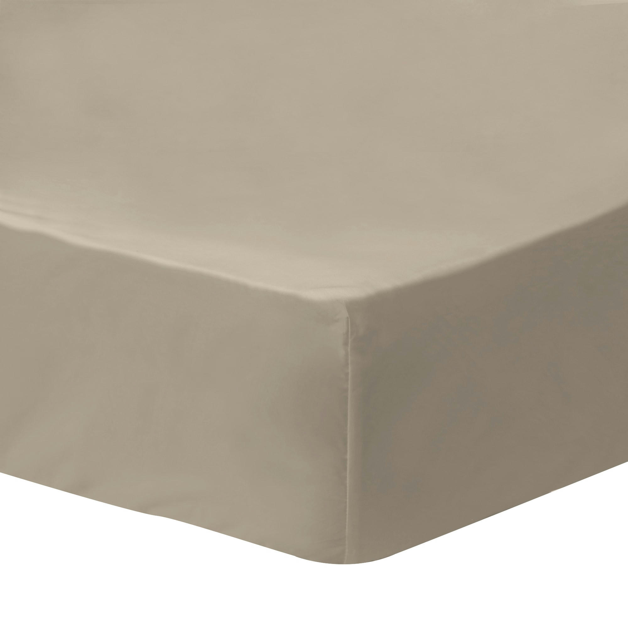 DRAGÉES DÉLICES - Drap-housse uni percale BIO Taupe 90x190/200cm - Bonnet 30cm