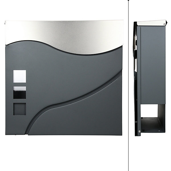 Boîte aux lettres avec support boîte postale anthracite/argent moderne   2 clés