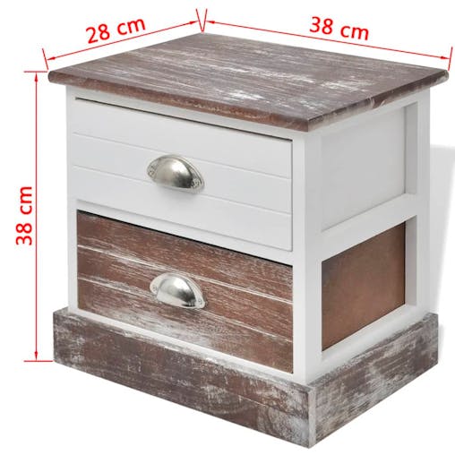 NNEVL Bedside Cabinets 2 pcs Brown and White