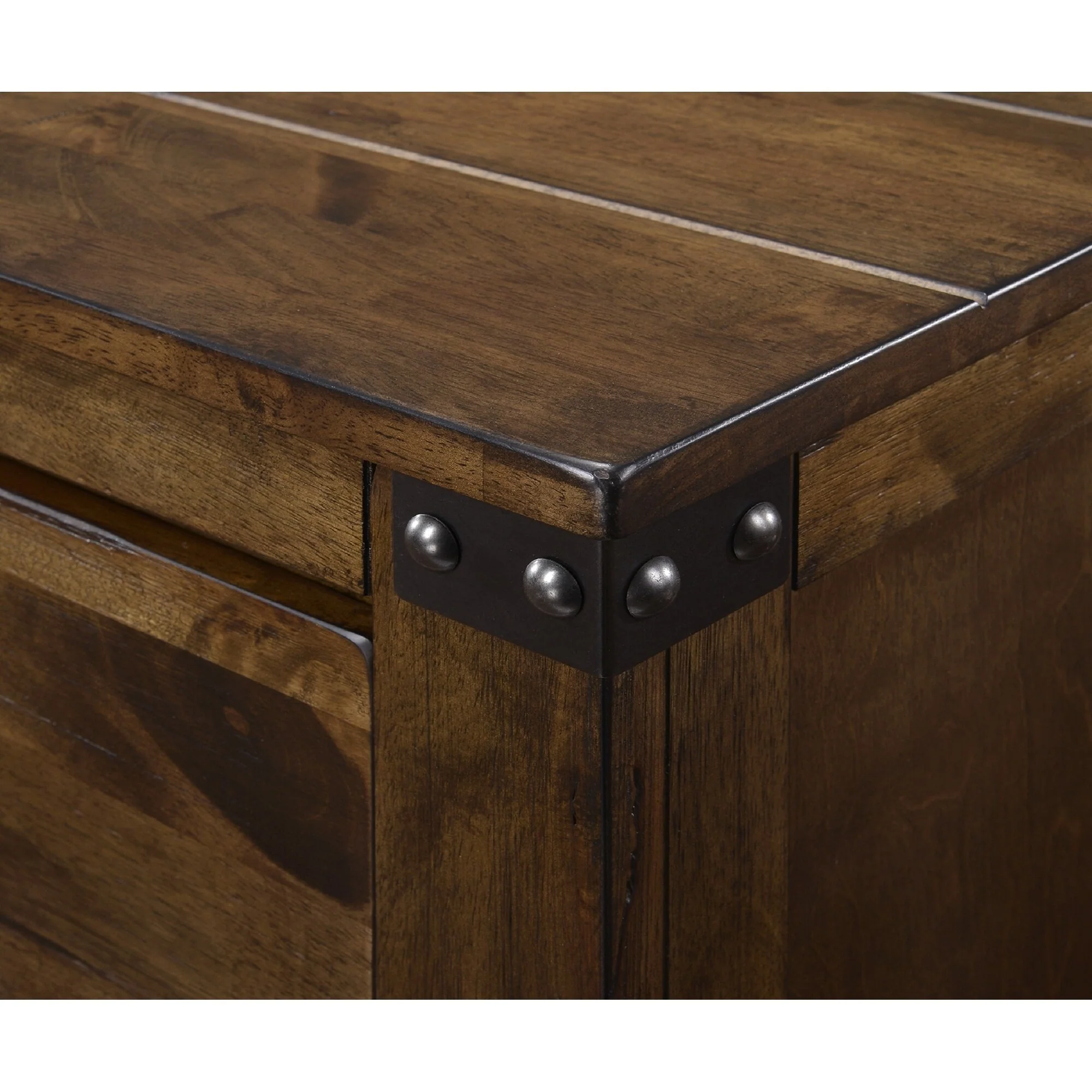 1pc Rustic Two Drawer Nightstand Bedroom Solid Wood Wooden Furniture Nightstand End Table