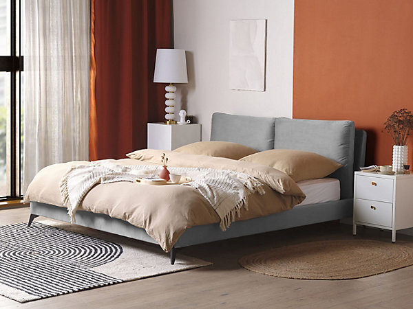 Lit avec sommier Velours MELLE 180 x 200 cm Gris