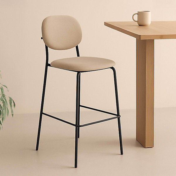 Lot de 2 chaises hautes en acier et tissu beigeOviala