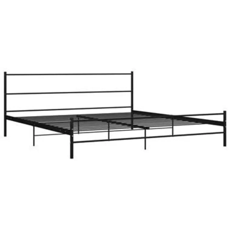 vidaXL - Tweepersoonbed met hoodfbord - Zwart - Metaal - 180x200 cm