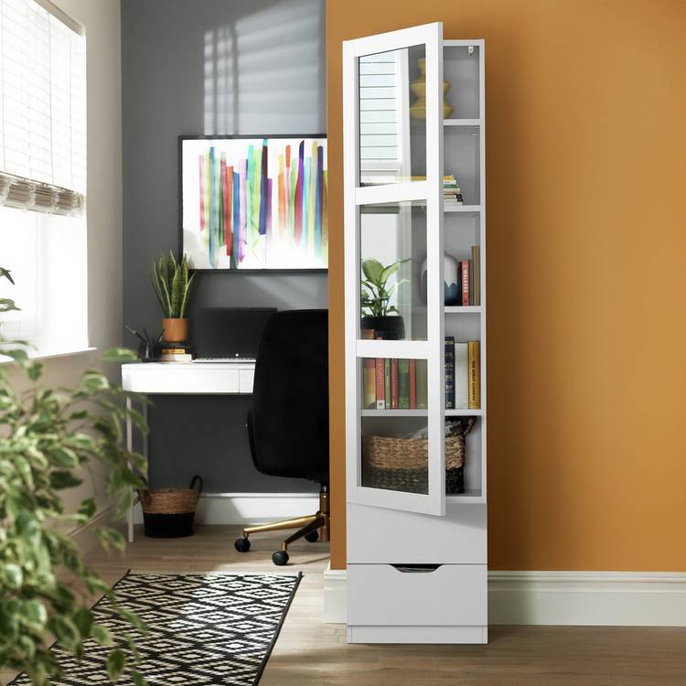 Habitat Compton 1 Door Glass Display Cabinet - White