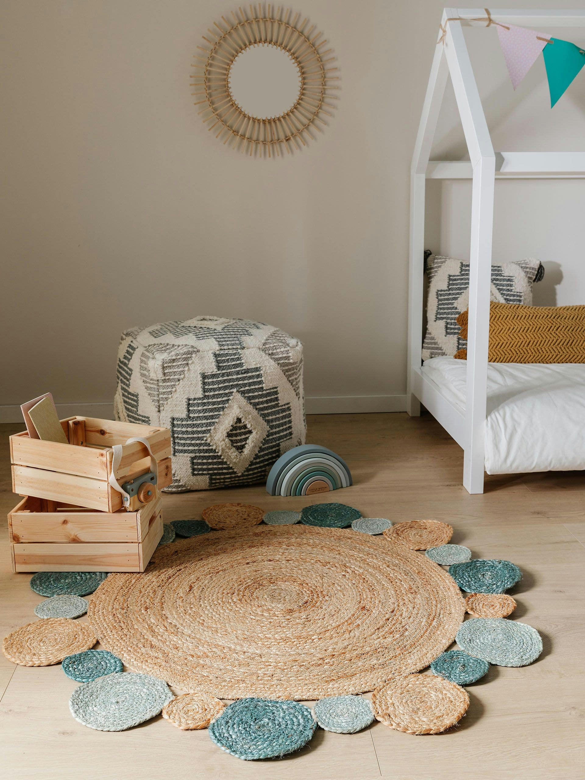 BUBBLES - Tapis enfant turquoise 115 round