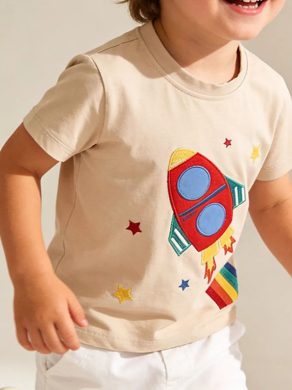 Children's Rocket Embroidered Short Sleeve T-Shirt