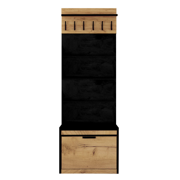 Zestaw Do Przedpokoju Wa11C4P Dąb Craft Złoty/Czarny/K 64X28X197 Cm Welur