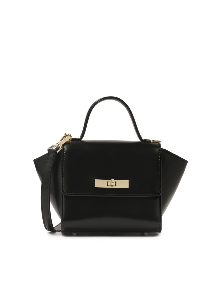 Elegant black handbag with a unique shape