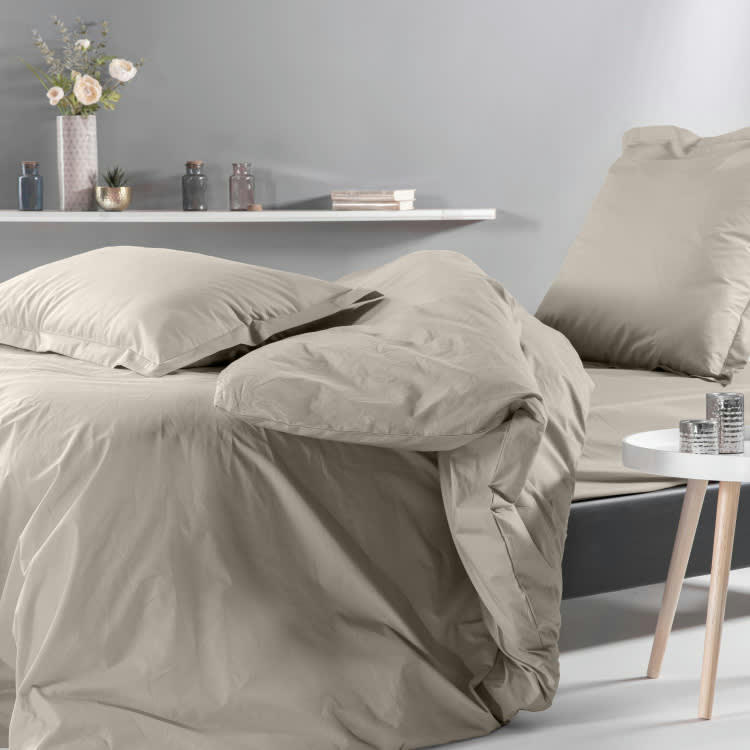 PERCALE MONTELEONE - Drap housse en Coton Beige 2x90x200 cm