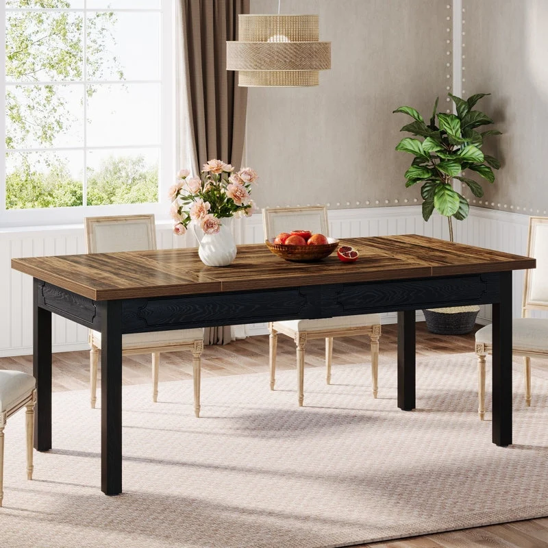 Wood/ Metal Dining Table for 6 People for Kitchen Dining Room