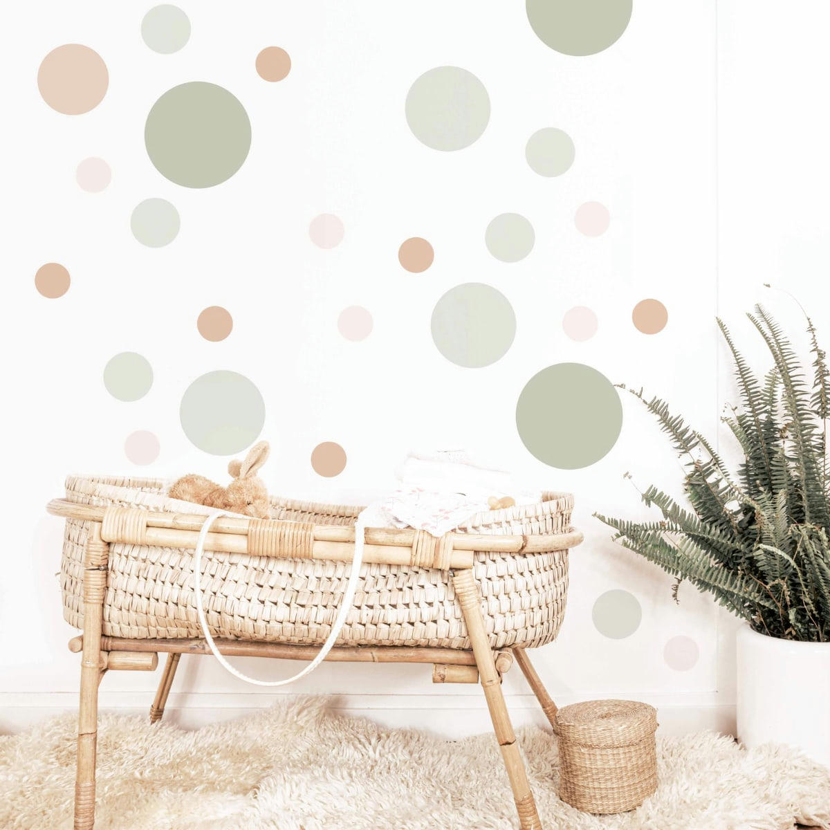 CIRCLES1 - Stickers mureaux en vinyle rondes mix vert et beige