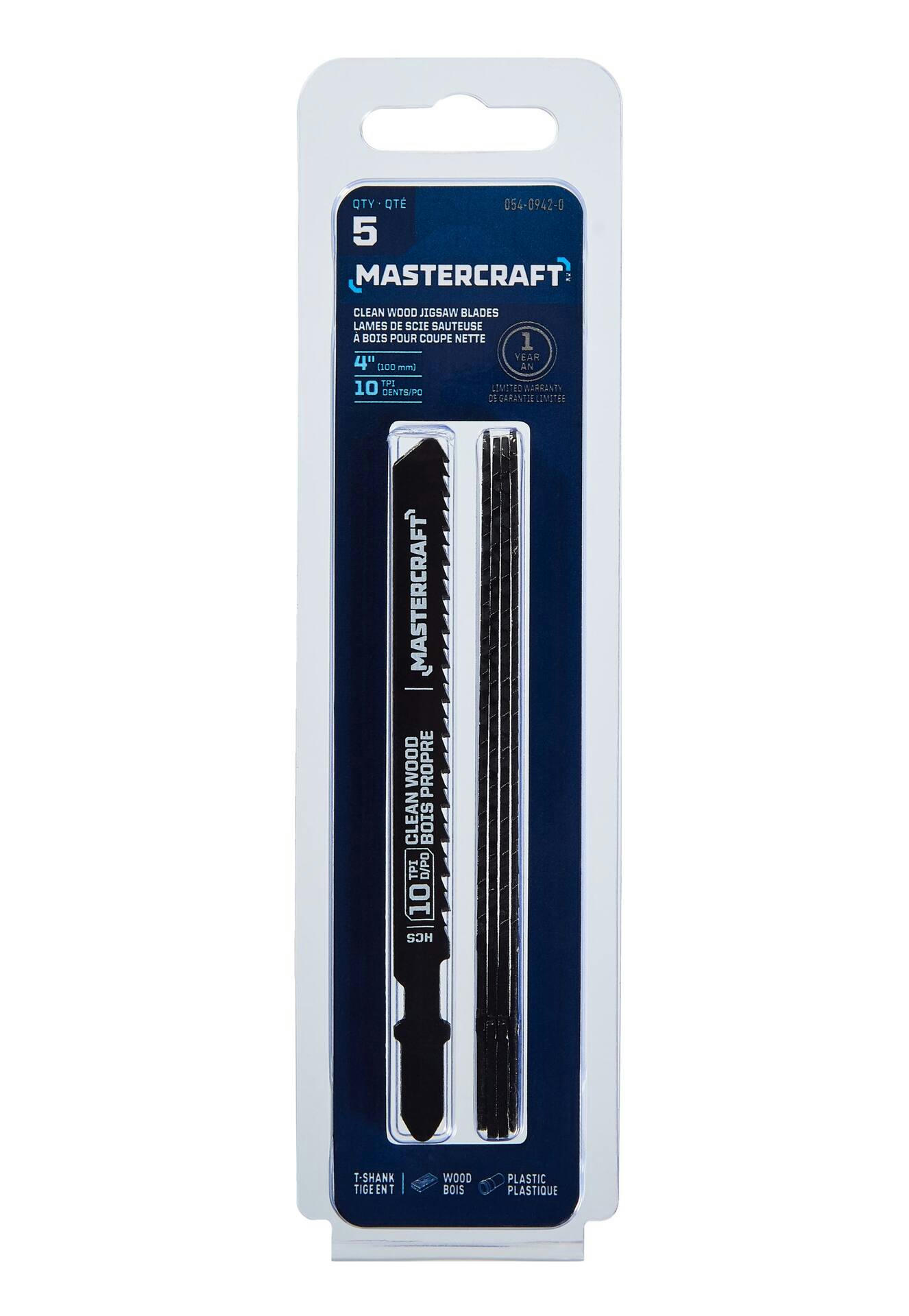 Mastercraft 10 TPI T-Shank Clean Wood Jigsaw Blades for Wood, Plastic, 5-pk