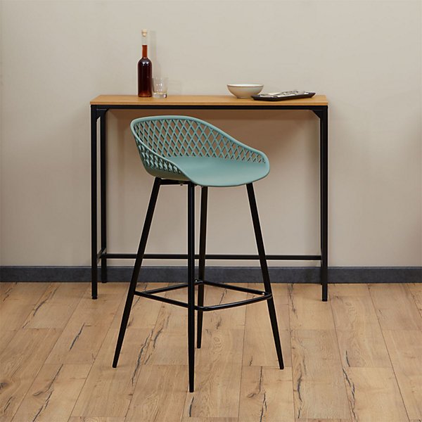 Lot de 2 tabourets de bar IREK, en plastique vert de gris