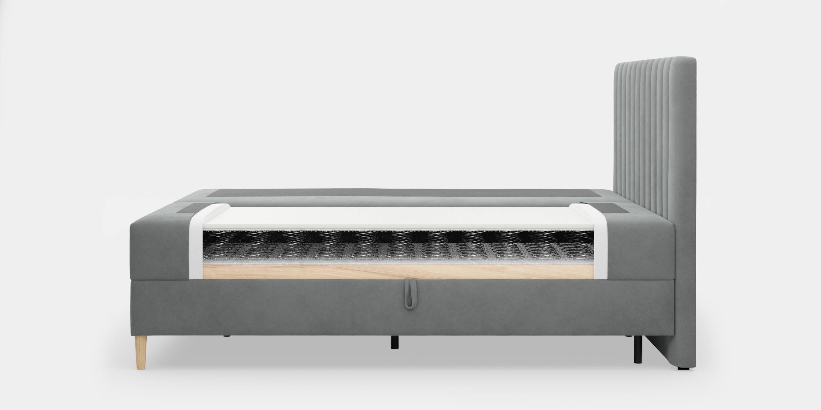 by fonQ Pazara Boxspring met Opbergruimte 180 x 200 cm - Grijs / Natur