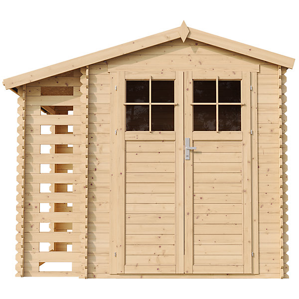 Abri de jardin en bois et range bûches AVEC SOL TRAITé - 3,53   0,97 m2 - M386F M386G - Timbela
