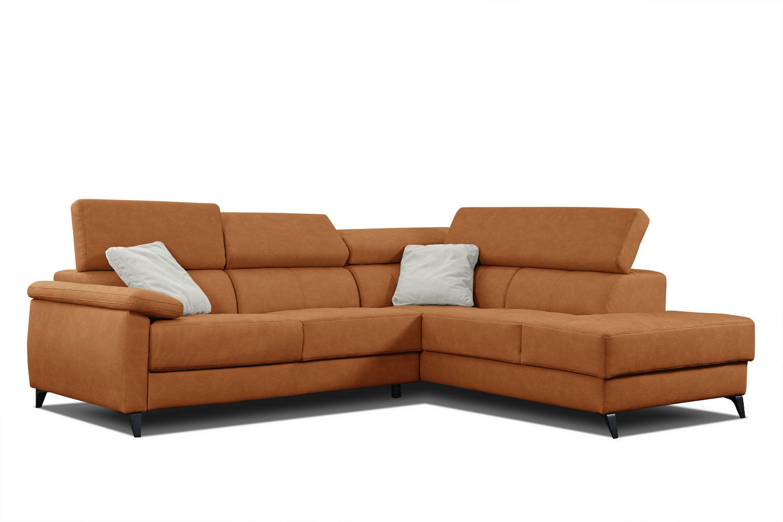 TAUNUS - Canapé d'angle droit 5 places marron