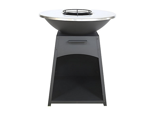 Barbecue plancha brasero à charbon et bois avec rangement en acier - L81 x l81 x H96 cm - Noir - CORVERA