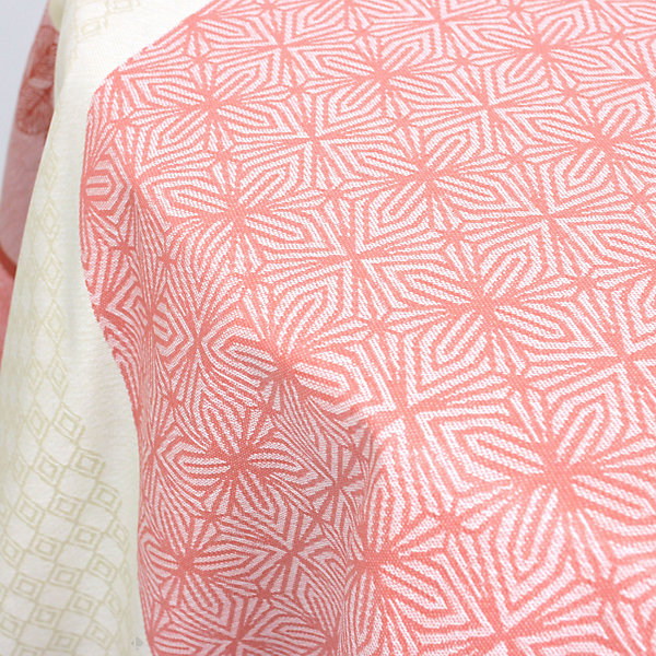Nappe ovale 170x240 cm Jacquard coton   CHARLESTON rouge Corail