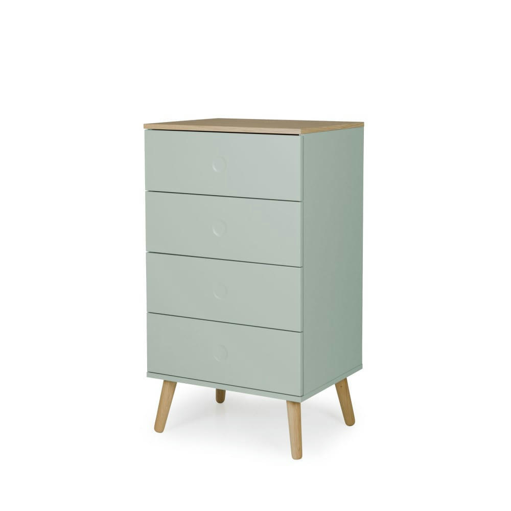DOT - Petit meuble de rangement en bois 4 tiroirs H98cm vert d'eau