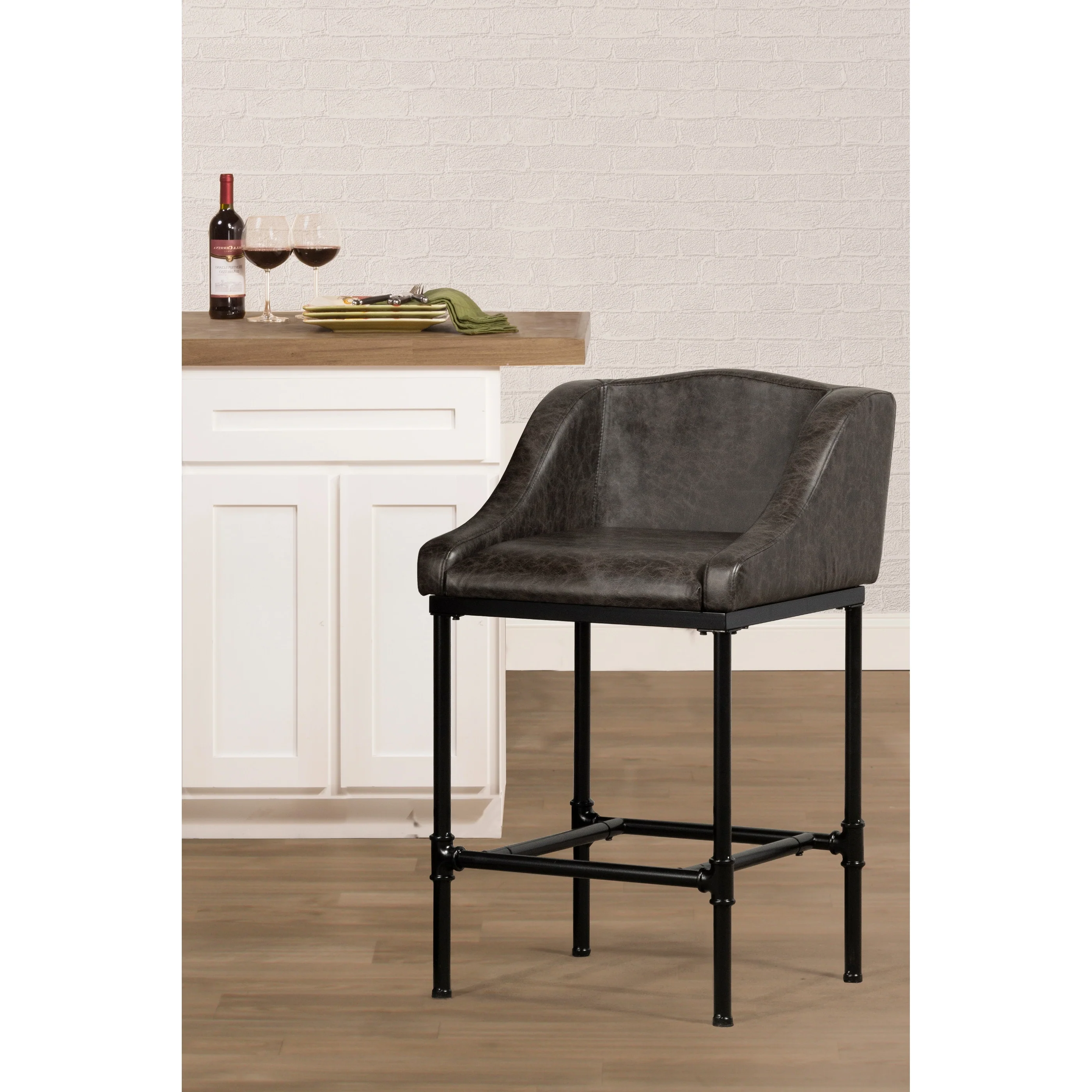 Hillsdale Dillon Metal Upholstered Non-Swivel Stool
