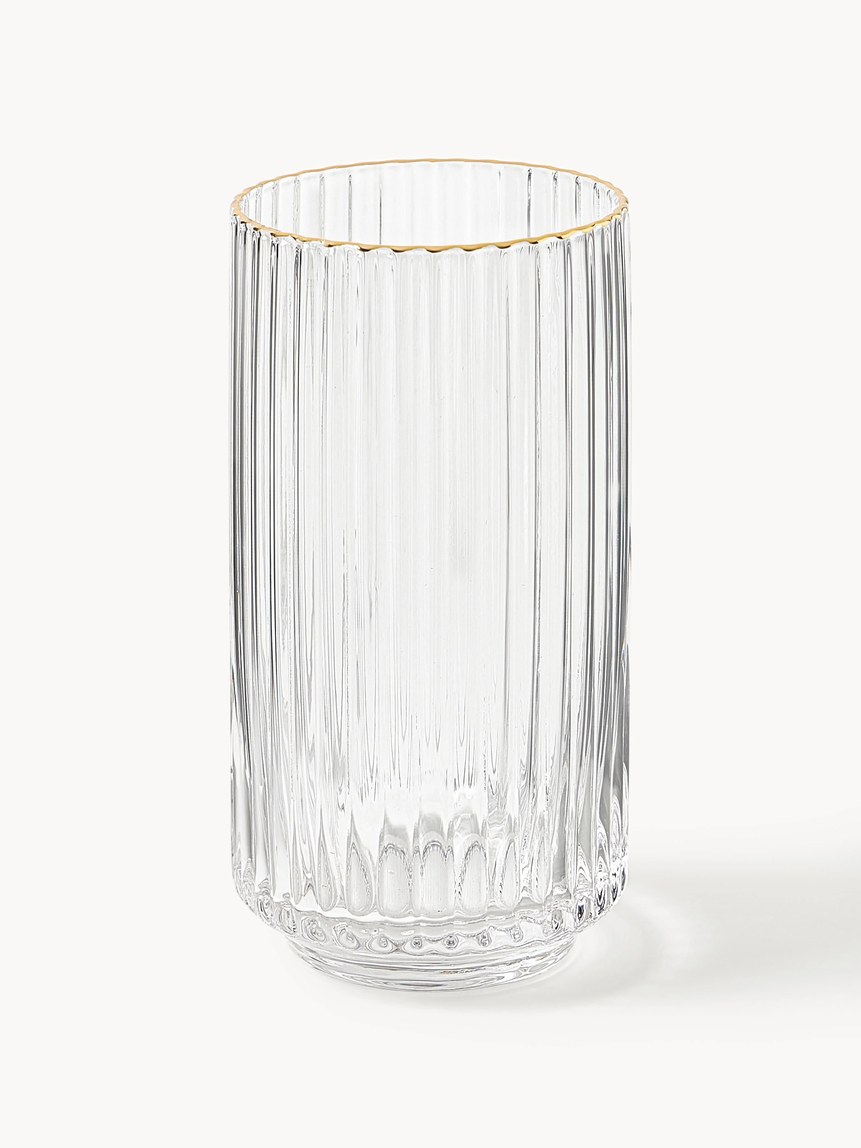 Mundgeblasene Longdrinkgläser Aleo mit Goldrand, 4er-Set