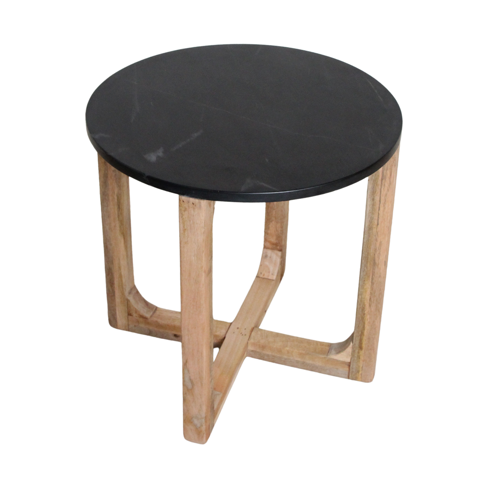 Marmeren bijzettafel rond - zwart - 50x50x50 cm