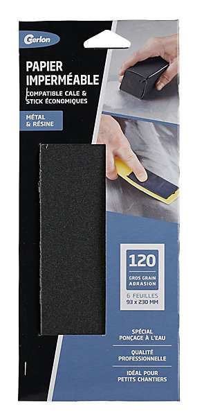 6 feuilles d'abrasif imperméable gros grain
