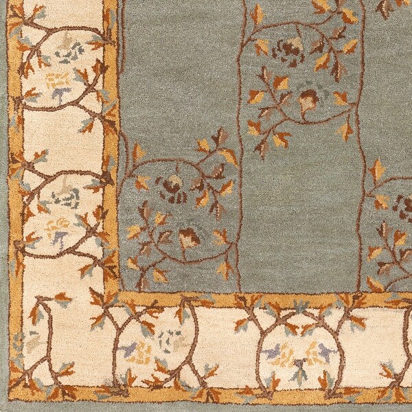 Hand-tufted Clady Grey Border Wool Area Rug - 9' x 12'