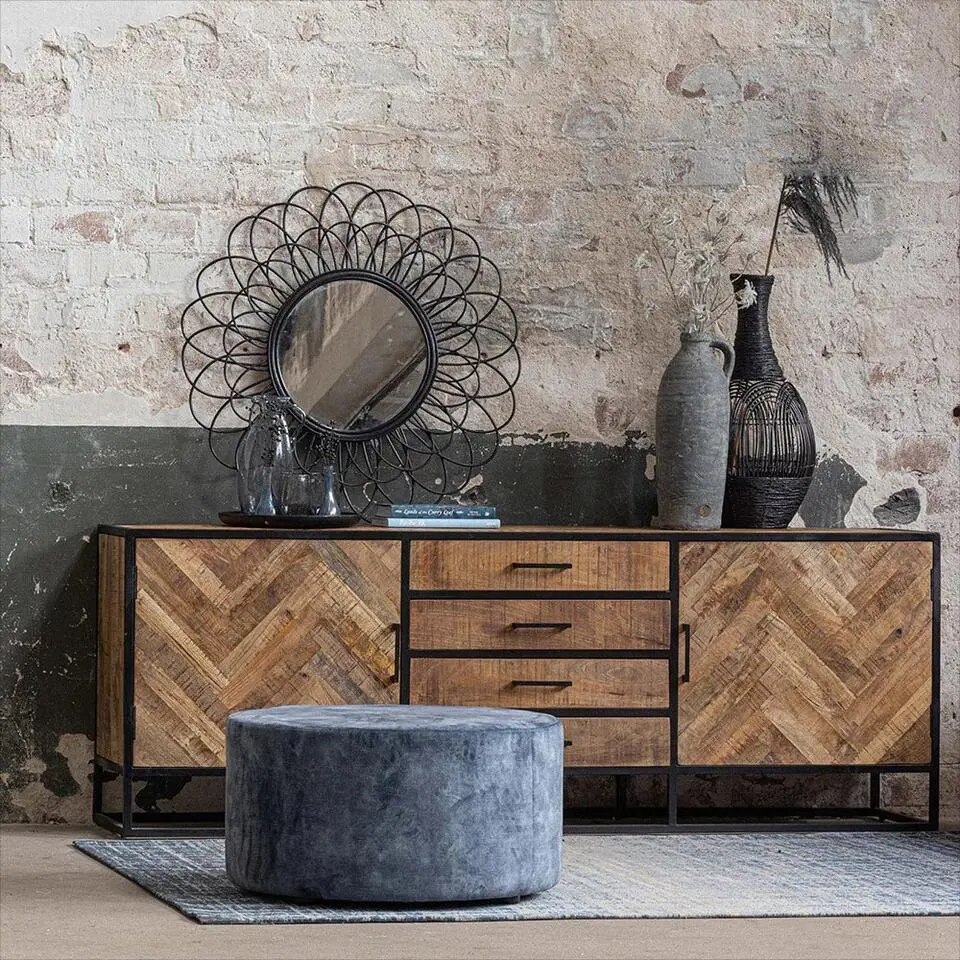 Mangohoutonline - Dressoir New Haven 210cm Rechthoekig - Bruin - Mahom