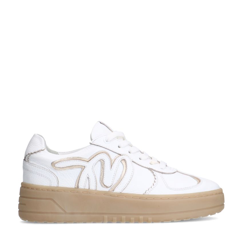Manfield Witte leren sneakers