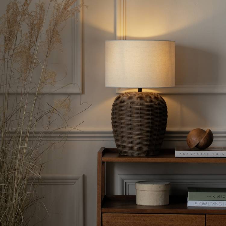 Habitat Wicker Pear 49cm Rattan Table Lamp - Natural