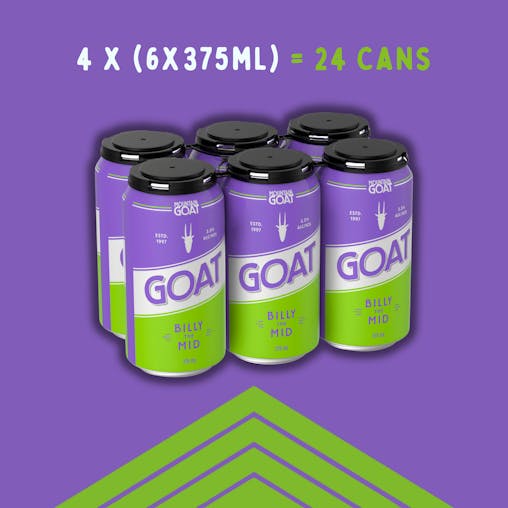 Mountain Goat Billy The Mid, Full Flavoured, Mid-Strength Beer, Crisp & Refreshing, 3.5% ABV, 375mL (Case of 24 Cans)