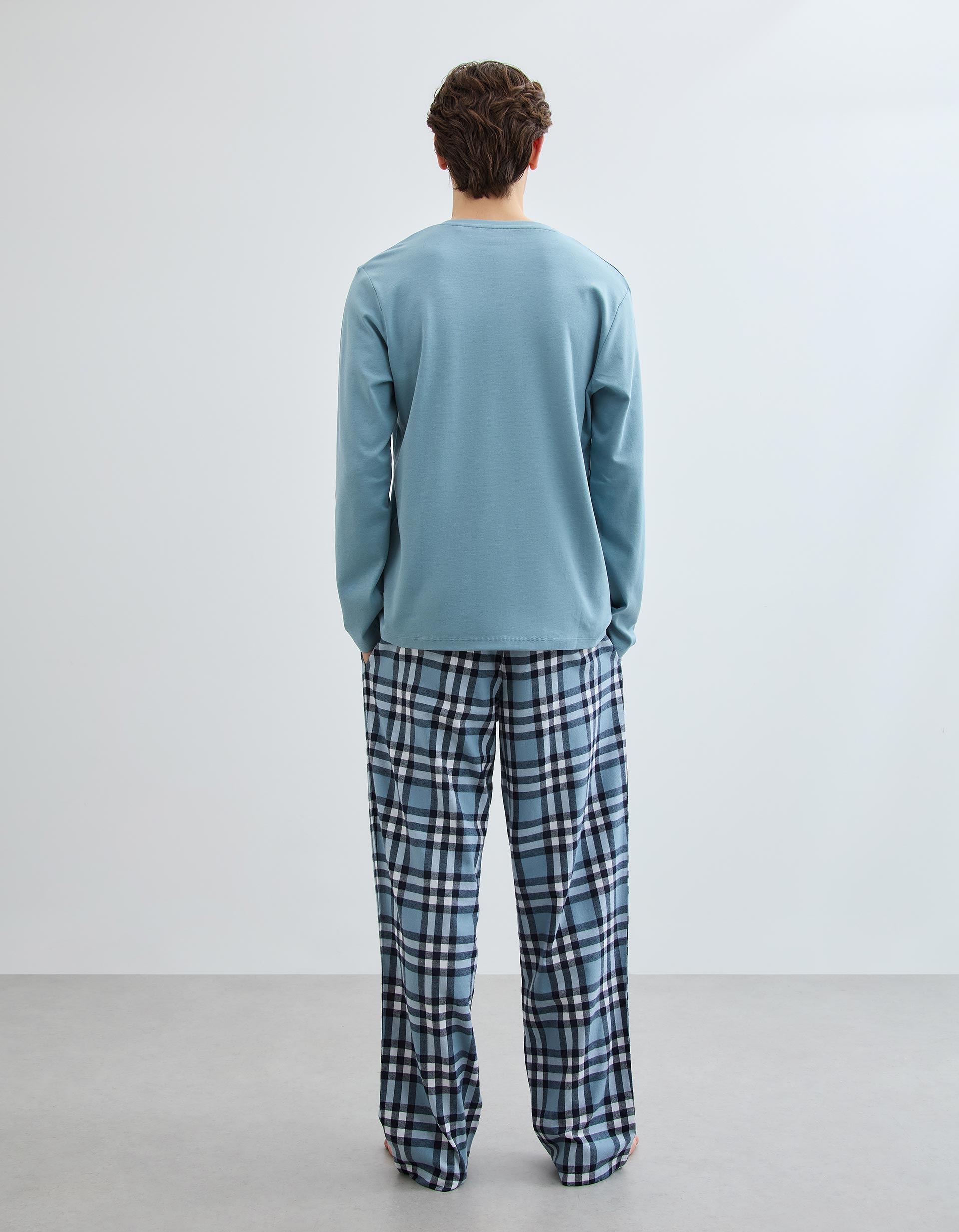 Pijama Xadrez, Homem, Azul