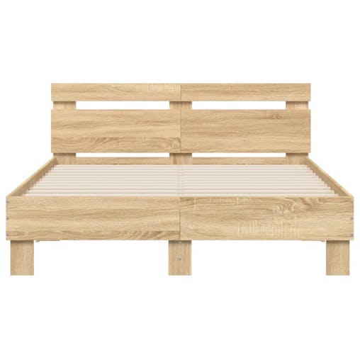 NNEVL Bed Frame with Headboard Sonoma Oak 135x190 cm Engineered Wood